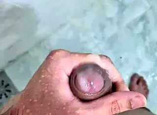 Brazilian twink masturbates in shower