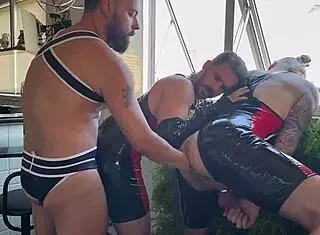 Trio engages in fisting and more intense gay action