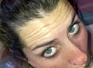 Blonde girlfriend deepthroats cock