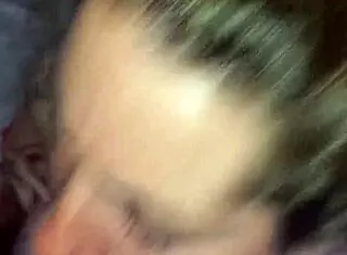 Blonde girlfriend deepthroats cock