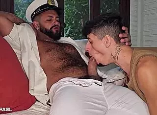 Capitao Slams Novinho with Monster Cock in Interracial Blowjob