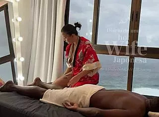 asian masseuse does relaxing massage on black guy with big cock, he cums in latina's pussy part ii lina nakamura john coffee