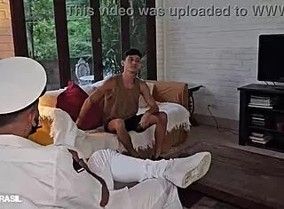 Capitao Slams Novinho with Monster Cock in Interracial Blowjob