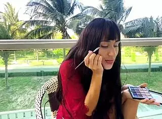 sexy beauty girl unlocks makeup secrets for flawless face