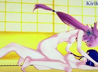 Shenhe and Lumine fuck Miko Yae and Raiden Shogun?