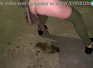 street whore shoves objects into shaved pussy during chase