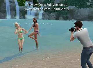 lucky cameraman bends over super models in hentai threesome