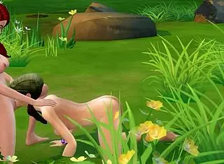 Lesbians have sex in the park.