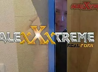 Alexxxtreme Felt Horny at Home and Spied on Roommate Showering with Big Ass and Shaved Pussy