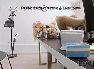 In the office, this European MILF begs for cash during casting interview