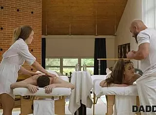 Uncle gives son's girlfriend a lustful massage 😏