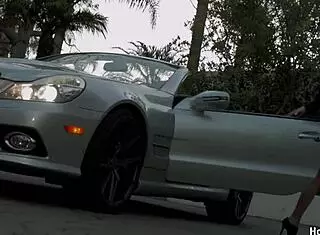 Small tits babe pounded doggy with monster cock