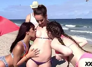 Spring break buddies sharing one massive cock