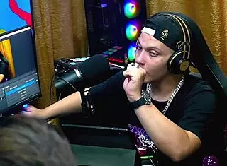 sexy girlfriend in podcast pulls out cock for toy handjob