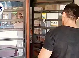 Gay man fucks huge cock of laundry client.