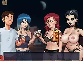 Playing summertime saga with small tits character.