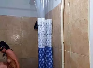 Husband finds attractive woman bathing