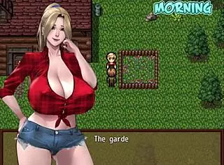 watching a hentai game with a busty character in zombies retreat part five