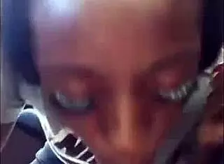 Ebony Chick Sucks White Dick Interracially