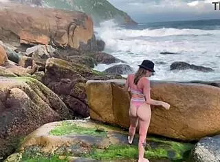 Liberal couple from Curitiba fucks on the public trail with monster cock