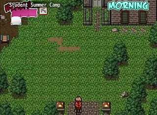 watching a hentai game with a busty character in zombies retreat part five