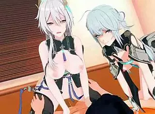 Assistant cowgirls client 65 in a routine session.