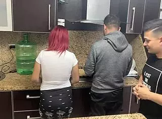 Feeling Thrilled as Husband's Friend Grabs My Ass While Cooking