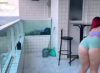 hired naughty latina maid's ass in shorts drives me crazy