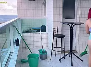 hired naughty latina maid's ass in shorts drives me crazy