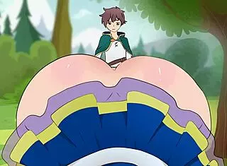 Aqua's Short Skirt Seduces Kazuma in Hentai Cartoon Parody God's Blessing 2025