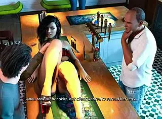 Anna explores exciting affection in a bar game with 3D cartoons