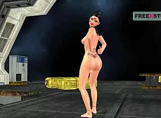 animated 3d solo girl cartoon video of a cute indian bhabhi giving sexy poses and masturbating using banana