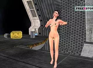 animated 3d solo girl cartoon video of a cute indian bhabhi giving sexy poses and masturbating using banana