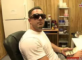 brunette with natural tits interviewed for desk job