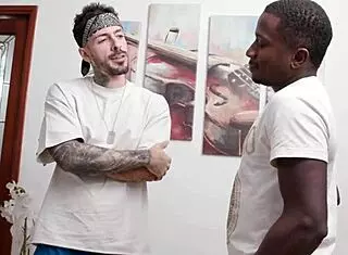 Sweet teen Mell Blanco handles 3 huge cocks with intense dp