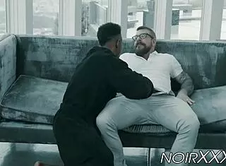 Hunky Rocco Steele stuffs his fat cock inside black jock.