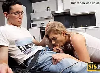 Russian blonde Anna Krowe enjoys time with stepbrother in taboo scenario