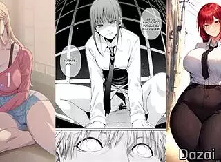 Makima and Denji in intense Chainsaw Man bondage action