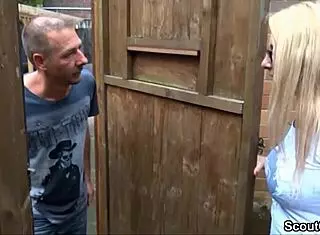 Geile Milf Fucked by Neighbor in Garden Stockings