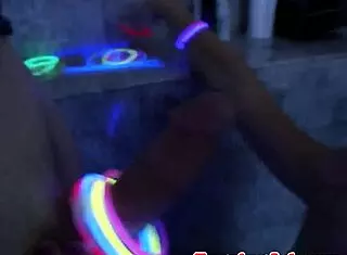 Inked teen tugs cock outdoors.