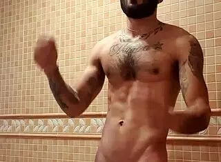 The Excitement Builds After a Hot Shower in the Bathroom