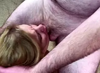 Blonde Mature Granny Milf Sucks Cock and Licks Balls Hard