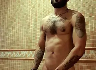 The Excitement Builds After a Hot Shower in the Bathroom