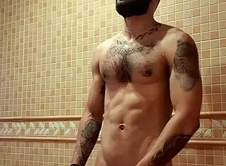 The Excitement Builds After a Hot Shower in the Bathroom