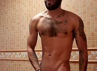 The Excitement Builds After a Hot Shower in the Bathroom