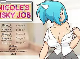 Nicole Risky Job Hentai: Camgirl Masturbating To Exposed Tits