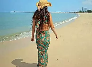 Long Dress No Panties Flashing on Public Beach