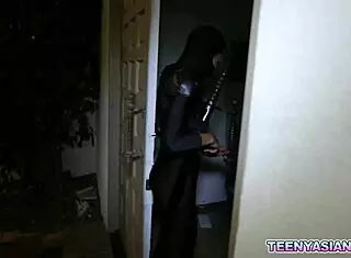 That sexy babe is spreading her legs wide in the office