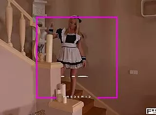 the rich european blonde maid rachele richey gives a glamour blowjob to the big ass boner until he cums all over