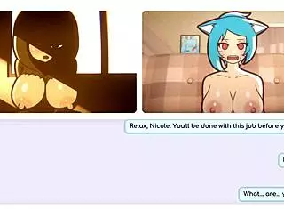 Nicole Risky Job Hentai: Camgirl Masturbating To Exposed Tits